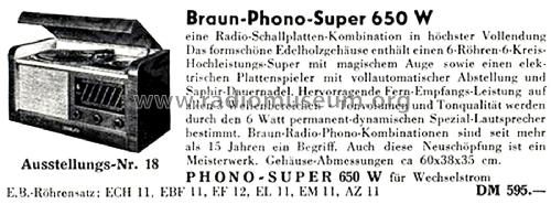 Phono-Super 650W; Braun; Frankfurt (ID = 2787248) Radio