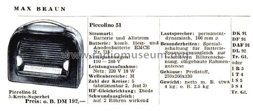 Piccolino P 51; Braun; Frankfurt (ID = 2790581) Radio