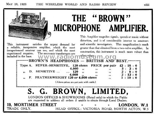 Microphone Amplifier Type C; Brown S. G. Ltd.; (ID = 1072505) Ampl/Mixer
