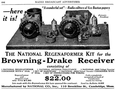 National Regenaformer 2 tube breadboard; Browning-Drake Corp. (ID = 1147034) Kit