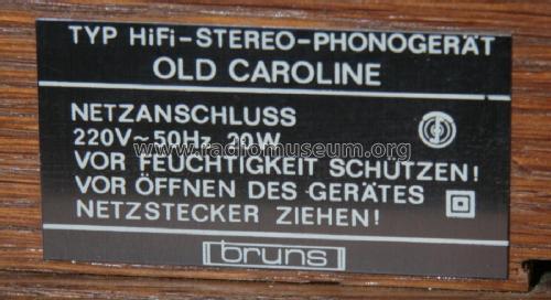 HiFi-Stereo-Phonogerät Old Caroline; Bruns; Hamburg (ID = 2168221) Enrég.-R
