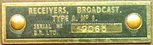 Receiver Broadcast Type A No. 1 Ch= 2065; Bush Radio; London (ID = 152286) Radio