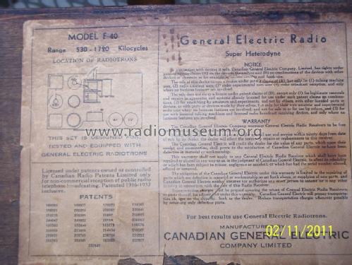 F-40 ; Canadian General (ID = 939366) Radio