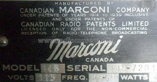 145 ; Canadian Marconi Co. (ID = 1726550) Radio