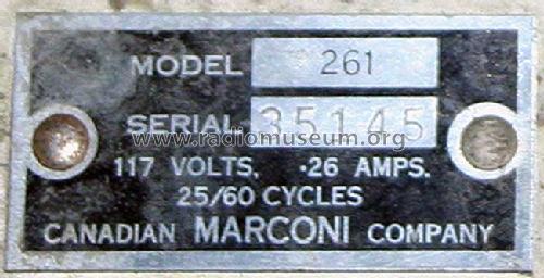 261 ; Canadian Marconi Co. (ID = 1097060) Radio