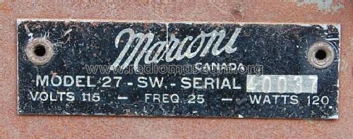 27-SW ; Canadian Marconi Co. (ID = 1851808) Radio
