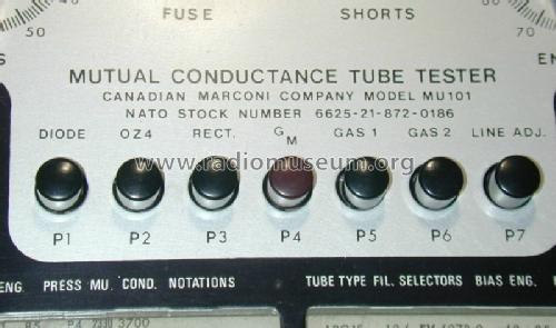 Dynamic mutual conductance Tube Tester MU-101; Canadian Marconi Co. (ID = 1399656) Equipment