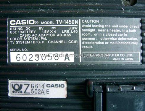 LCD Pocket Color Television TV-1450N; CASIO Computer Co., (ID = 1434186) Television