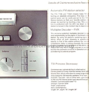 731 Princess Stowaway Ch= T12; Clairtone Sound (ID = 1167189) Radio