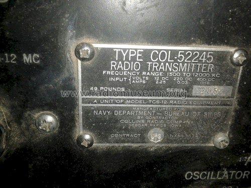 Radio Transmitter COL-52245 - TCS-12; Collins Radio (ID = 1457545) Mil Tr
