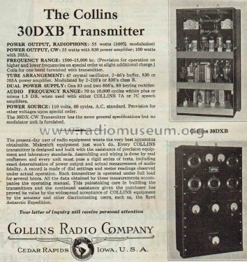 Transmitter 30DXB; Collins Radio (ID = 2067410) Amateur-T