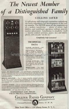 Transmitter 30FXB; Collins Radio (ID = 2054990) Amateur-T