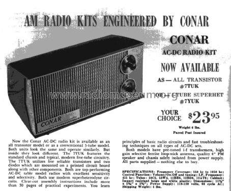 CONAR Transistor Radio 7TUK; Conar Instruments; (ID = 1874125) Radio