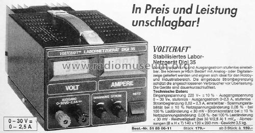 Voltcraft Labornetzgerät DIGI 35; Conrad Electronic (ID = 1681103) Power-S