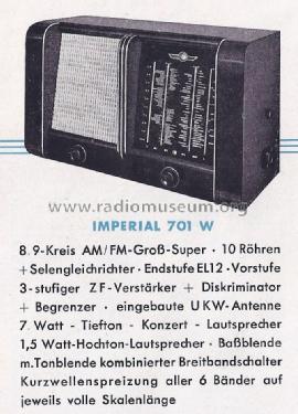 Imperial J 701W; Continental-Rundfunk (ID = 1444307) Radio