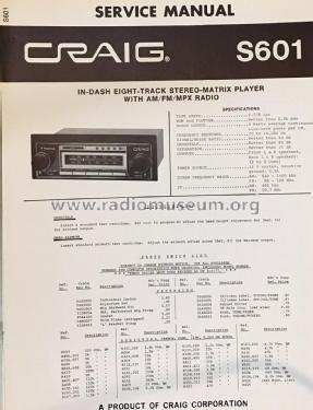S601; Craig Panorama Inc.; (ID = 2827243) Car Radio