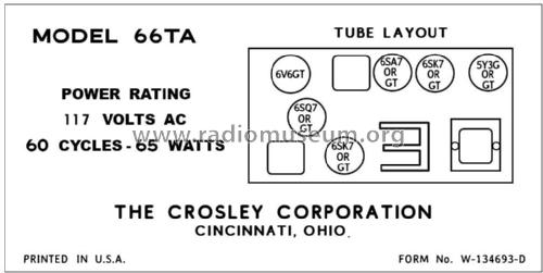 66TA American Overseas ; Crosley Radio Corp.; (ID = 2878412) Radio