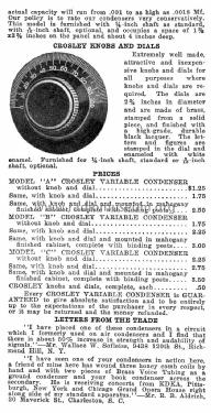 Early 1922 Crosley Radio Products Catalog ; Crosley Radio Corp.; (ID = 1154979) Paper