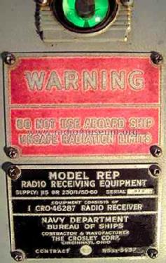 REP Navy 'Morale Builder' Receiver CRO-46287 Contract N5sx-5937; Crosley Radio Corp.; (ID = 1615461) Radio
