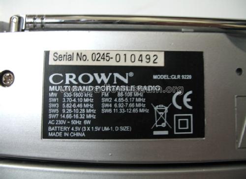 AM/FM/SW Radio CLR-9220; Crown Radio Corp.; (ID = 1079235) Radio