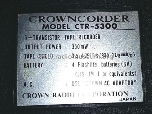 Crowncorder CTR 5300; Crown Radio Corp.; (ID = 2064278) Reg-Riprod