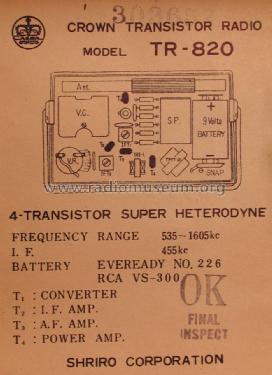 Crown Super All Transistor TR-820; Crown Radio Corp.; (ID = 1389650) Radio