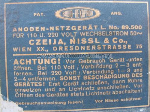 Hekaphon-Netzgerät 89600; Czeija, Nissl & Co., (ID = 204502) Aliment.