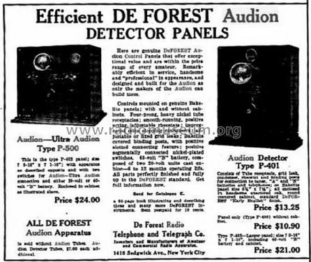 Audion - Ultra Audion Panel P-500; DeForest Radio (ID = 1065897) mod-pre26