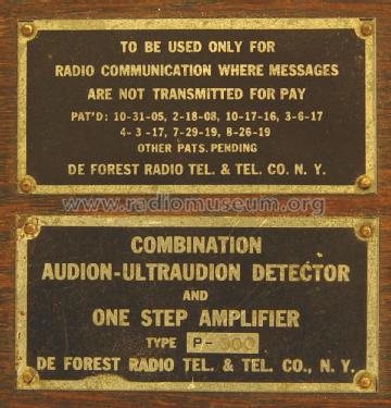 Detector and One Stage Amplifier Type P-300; DeForest Radio (ID = 2377066) mod-pre26