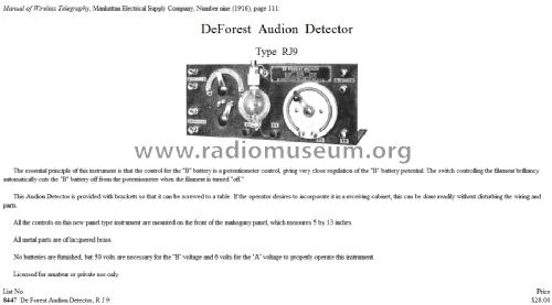 Detector Panel RJ9; DeForest Radio (ID = 1505067) mod-pre26
