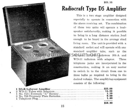 Radio-Craft Radiophone D-5; DeForest Radio (ID = 1438600) Ampl/Mixer