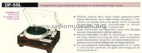 Direct drive auto lift turntable system DP-59L; Denon Marke / brand (ID = 1590434) Sonido-V