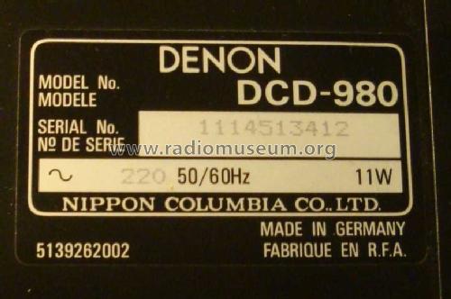 PCM Audio Technology / Compact Disc Player DCD-980; Denon Marke / brand (ID = 685723) Sonido-V