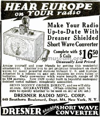 Shielded Short Wave Converter ; Dresner Radio Mfg (ID = 1101391) Adapter