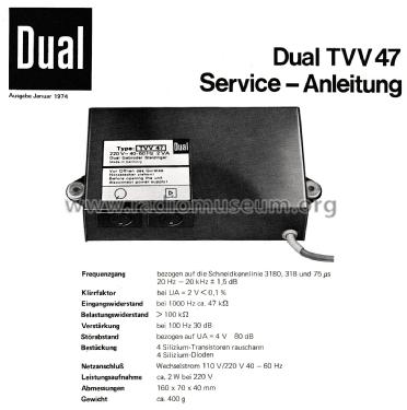 Entzerr-Vorverstärker TVV47; Dual, Gebr. (ID = 2238807) Verst/Mix