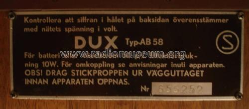 AB 58; Dux Radio AB; (ID = 2624853) Radio