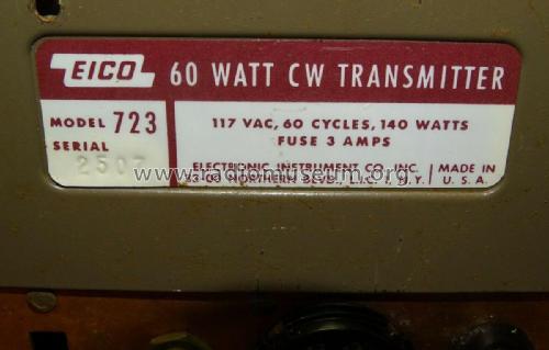 60 Watt CW Transmitter 723; EICO Electronic (ID = 2663571) Amateur-T