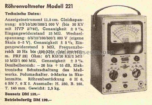 Vacuum Tube Voltmeter 221; EICO Electronic (ID = 841723) Equipment