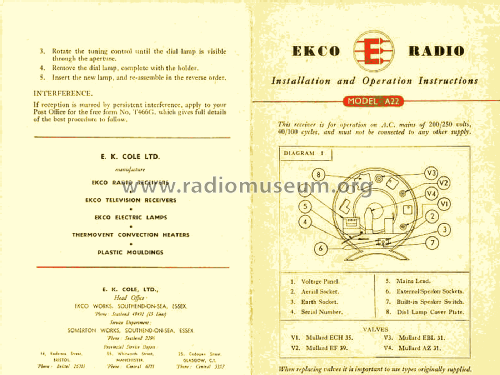 A22; Ekco, E.K.Cole Ltd.; (ID = 2386695) Radio