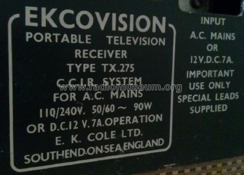 TX275; Ekco, E.K.Cole Ltd.; (ID = 1620465) Television