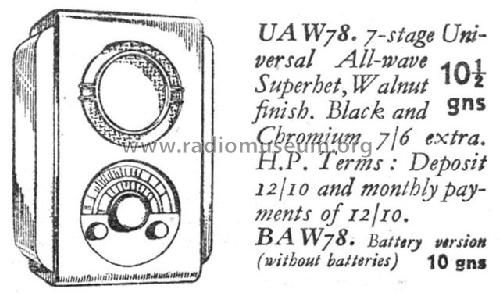 UAW78 ; Ekco, E.K.Cole Ltd.; (ID = 516461) Radio