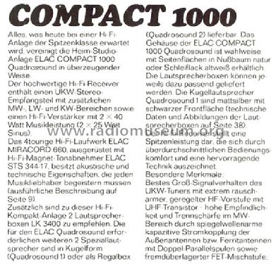 Compact Quadrosound 1000; Elac Electroacustic (ID = 1010305) Radio