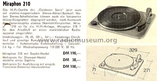 Miraphon 210; Elac Electroacustic (ID = 2183307) R-Player