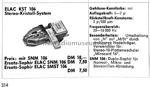 Stereo-Kristall-System KST 106; Elac Electroacustic (ID = 2993089) Mikrofon/TA