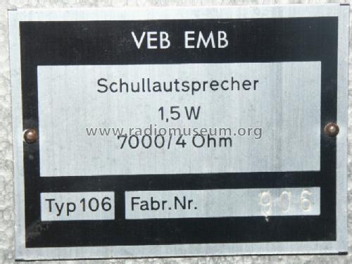 Schullautsprecher Typ 106 L59/49; Elektro-Mechanik (ID = 351421) teaching