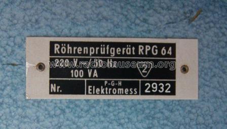 Röhrenprüfgerät RPG64A; Elektromess Dresden; (ID = 495312) Equipment