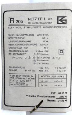 Netzteil R205; Elektronik Gießübel, (ID = 2378414) Aliment.