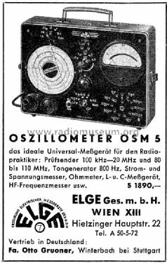 Oszillometer OSM 5; ELGE Erzeugung (ID = 1173837) Equipment