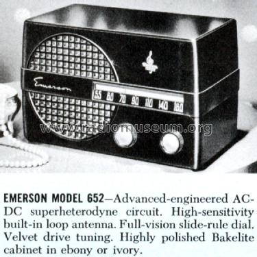 652 Ch= 120032B; Emerson Radio & (ID = 1408057) Radio