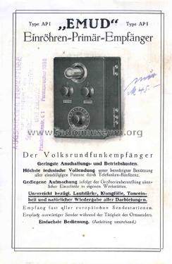 Einröhren Audionempfänger AP1; Emud, Ernst Mästling (ID = 1762474) Radio